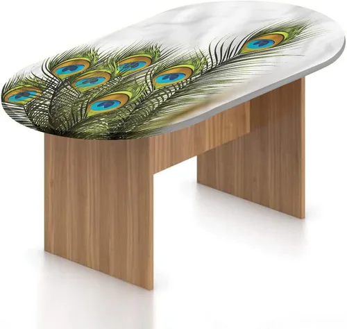 Miniatura 18 de XISUNYA Mantel ovalado ajustable, mantel de poliéster elástico de pavo real, mantel ajustable con estampado de flor de primavera japonesa, se adapta