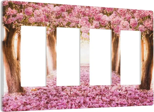 Miniatura 758 de Cubiertas de placa de pared de 3 gang con interruptor de luz de triple palanca, en negro y dorado con esplendor de oro rosa, estampado floral