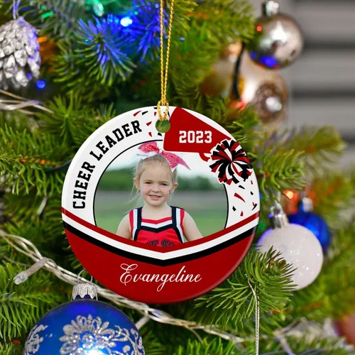 Miniatura 4 de Adornos para árbol de Navidad de animadora, adornos de animadora de cerámica con foto personalizada, adorno de animadora, entrenador de animadora