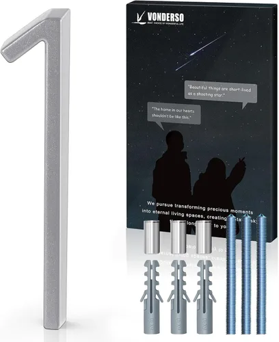 Miniatura 22 de VONDERSO Números flotantes de casa de 5 pulgadas para exteriores, números de dirección modernos de metal antioxidante (3), números de buzón Negro 3