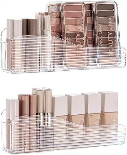 Miniatura 12 de Organizador de estantes de 2 niveles para botiquín, compartimentos para almacenamiento de maquillaje, bandejas de estante para pared de gabinete