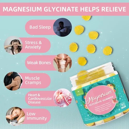Miniatura 4 de 90 Count Magnesium Glycinate Gummies 600 mg - Sugar Free Magnesium Supplement for Adults with Glycinate & Malate, L-Theanine, Ashwagandha, Zinc
