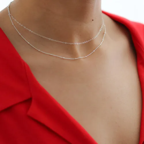 Miniatura 4 de Collares en capas para mujer, modernos collares en capas de oro de 14 quilates para mujeres, collares de cadena de oro de moda, joyería