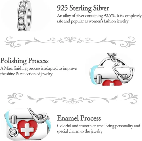 Miniatura 5 de Dije colgante de plata de ley 925 para pulsera y collar para el día de la madre, Plata esterlina