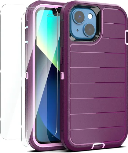 Miniatura 30 de YmhxcY Funda para iPhone 12/iPhone 12 Pro [2 Protectores de Pantalla de Vidrio Templado] Cubierta Duradera de 3 Capas A Prueba de Caídas/Funda