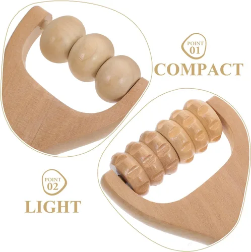 Miniatura 3 de LALAFINA 4 rodillos masajeadores de madera, rodillos de cuentas de mano, herramienta de masaje de acupresión linfática para hombres y mujeres, pies
