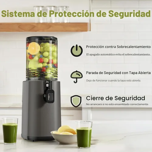 Miniatura 9 de Exprimidor de prensa en frío, máquina extractor de jugo de canal de alimentación de 5.5 pulgadas de ancho, exprimidor de masticación lenta