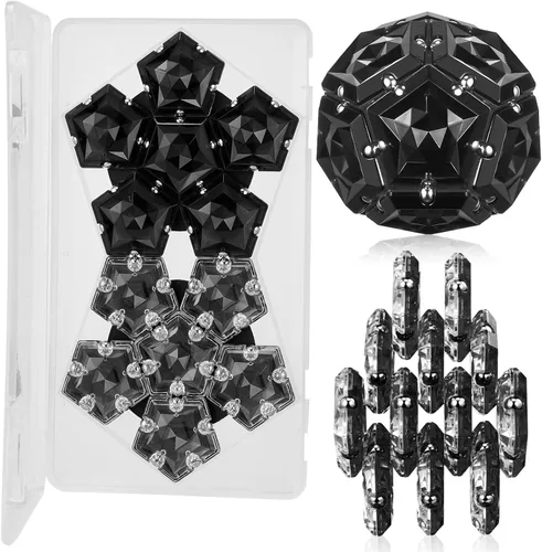 LAFFTRAK - Esfera magnética antiestrés con imanes, juguetes magnéticos sensoriales - Negro cristal - Juego de 12 piezas - Creatividad más allá de la