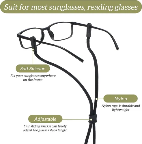 Miniatura 6 de CIATBYYJ 3 correas para lentes de sol, correas deportivas ajustables para gafas, correa universal para anteojos alrededor del cuello para mujeres