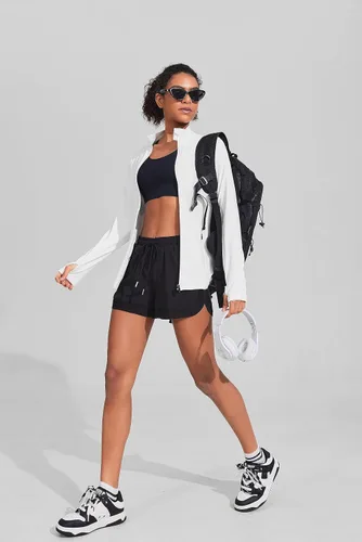 Miniatura 4 de PINSPARK Chaquetas atléticas para mujer, chaqueta de entrenamiento ajustada con cremallera completa, para correr, gimnasio, yoga, deportes, tops