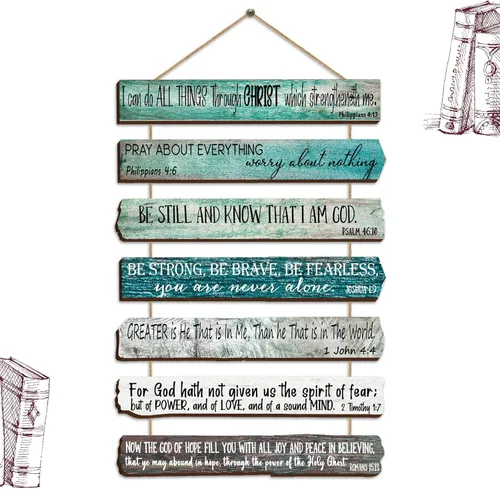Miniatura 11 de Yookeer Regalos de arte cristiano de pared para mujeres y hombres, versículos bíblicos de madera inspiradores de 7 niveles, decoración de pared