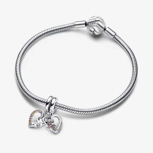 Miniatura 4 de Bellestory - Pulsera de plata de ley con forma de rompecabezas dividida y corazones para mujeres europeas Metal no conocido