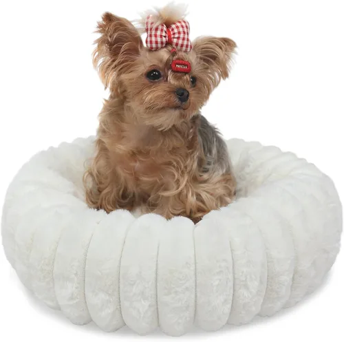 Miniatura 14 de Camas rosadas para cachorros pequeños y gatitos, lavables, suaves y cómodas, cama para perros con lados para gatos de interior, cama redonda