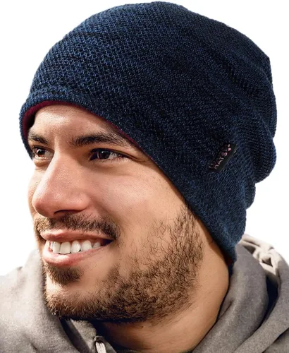 Miniatura 2 de Lvaiz - Gorro de invierno para hombre o mujer, con forro de vellón cálido, reversible, resistente al viento, gorro de punto unisex