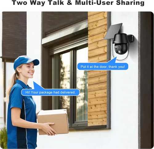 Miniatura 7 de Cámaras de seguridad solar inalámbricas para exteriores, cámaras WiFi de 2K con panorámica/inclinación 360°, alimentación solar/batería