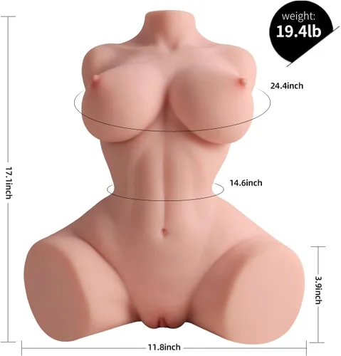 Miniatura 4 de Muñeca sexual Torso para hombres, muñeca sexual realista 3 en 1 con ano vaginal apretado 1:1 3D para masturbador masculino, juguete sexual