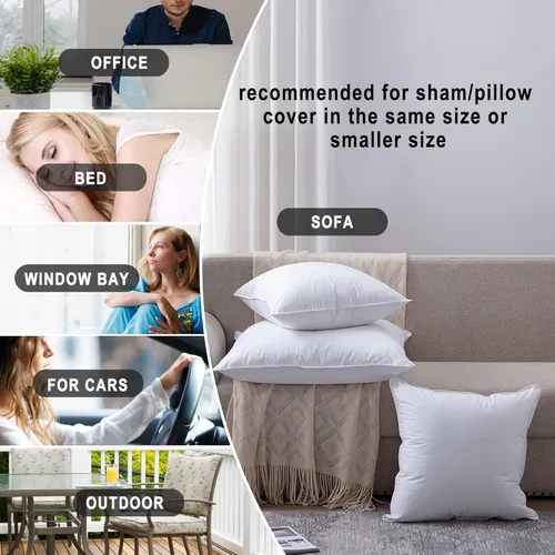 Miniatura 6 de HITO 12x20 Insertos de almohada (Juego de 2) - Fundas de almohada decorativas 100% algodón con relleno de alternativa al plumón, color blanco