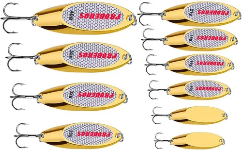 Miniatura 11 de PROBEROS Cucharas de pesca señuelos cebos para lubina, aparejos de cebo de jigging con ganchos agudos, cuchara de metal duro, señuelo de pesca