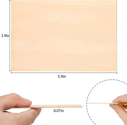 Miniatura 2 de 15 paquetes de hojas de madera de tilo, madera sin terminar, hojas de madera contrachapada delgadas para manualidades, casa, aeronave, barco, artes