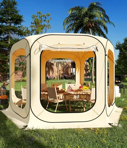 Miniatura 9 de 6x6 pies Tienda al Aire Libre para Todo Clima con Armado Instantáneo, Refugio de Playa para 2-3 Personas, Tienda de Camping Resistente al Agua, al