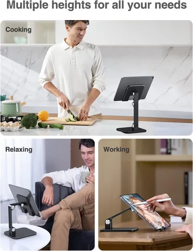 Miniatura 6 de elitehood Soporte de aluminio para iPad para escritorio [ultraestable y resistente], soporte para tableta de altura ajustable, soporte portátil