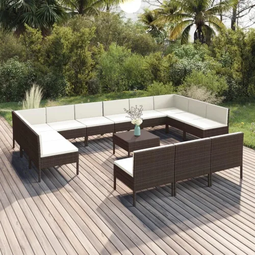 Miniatura 15 de Juego de salón de patio de 9 piezas con cojines, sofá al aire libre, juego de bar de patio, muebles modernos de exterior, banco de comedor