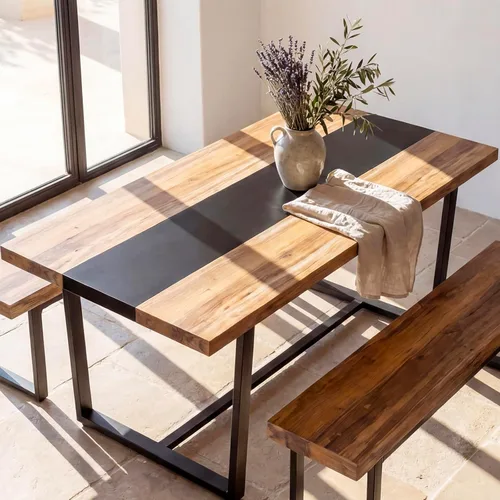 Miniatura 10 de STHOUYN Mesa de comedor grande de 71 pulgadas y 6 pies para mesa de comedor de 6 y 8 asientos, cocina moderna rectangular estilo casa de campo, Gris