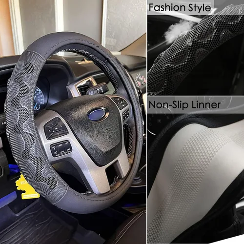Miniatura 5 de XHRING Funda para volante de automóvil para Toyota Tacoma 2012-2025 4Runner 2010-2025 Tundra 2000-2025 Sequoia 2014-2024 2/4 puertas SR5 Trail