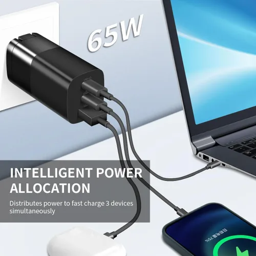 Miniatura 6 de Sisyphy GaN-001US - Cargador USB C GaNk para tablets Surface de 65 W, con superficie de nailon de 6 pies a cable USB C, compatible con Microsoft