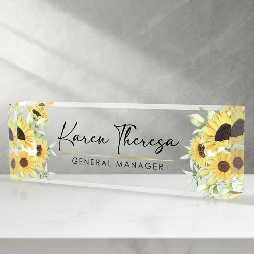 Miniatura 10 de Placa de identificación personalizada para escritorio - Accesorio de acrílico (Orquídea mariposa rosa)