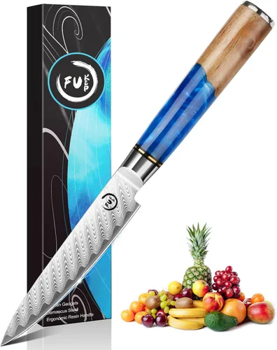 Miniatura 13 de Cuchillo de pelar de 3.5 pulgadas, cuchillo de pelar de damasco pequeño cuchillo de fruta ultra afilado Damasco VG10 Core acero con 66 capas