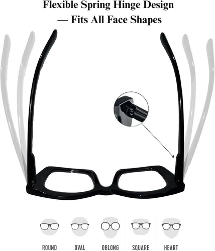 Miniatura 4 de Gafas de Lectura Grandes para Mujeres – Lentes de Lectura con Bloqueo de Luz Azul, Estilo Oprah, Marco Cuadrado, Lente Transparente, Bisagra