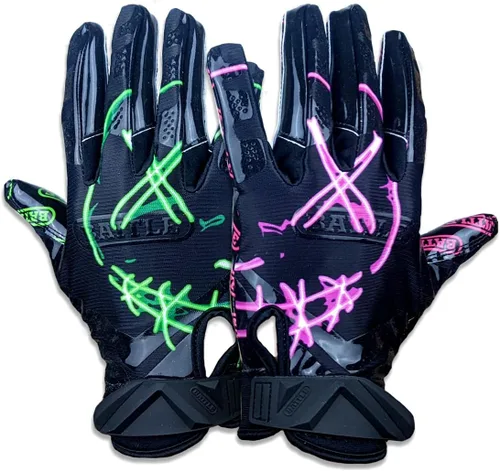 Miniatura 45 de Battle Sports - Guantes de fútbol americano para receptor abierto con dorso de mano, ultraadherentes y con agarre, antideslizantes, para adultos