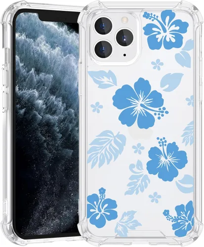 Miniatura 84 de Funda para iPhone 8 Plus y iPhone 7 Plus, linda funda Kawaii azul hibisco hawaiano floral estética floral para niñas preppy mujeres