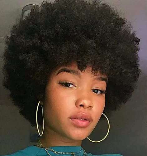 Miniatura 2 de Kaneles Pelucas cortas y rizadas para mujer, estilo afro, estilo afro, disfraz de los años 70 y 80, peluca negra esponjosa, pelucas divertidas