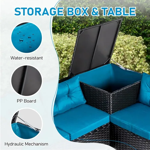 Miniatura 3 de Outvita Juego de 4 muebles de patio al aire libre, juego de sofá de conversación de ratán de polietileno, muebles exteriores de mimbre para todo