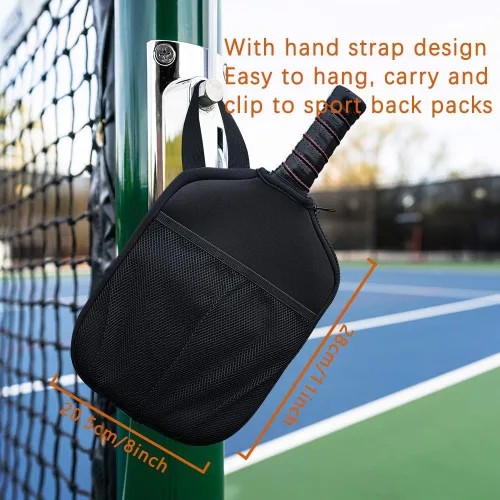 Miniatura 4 de WK IEASON Funda de neopreno para paletas de pickleball con bolsillos interiores y correa de asa, funda para raqueta y organizador de bolas Impresión