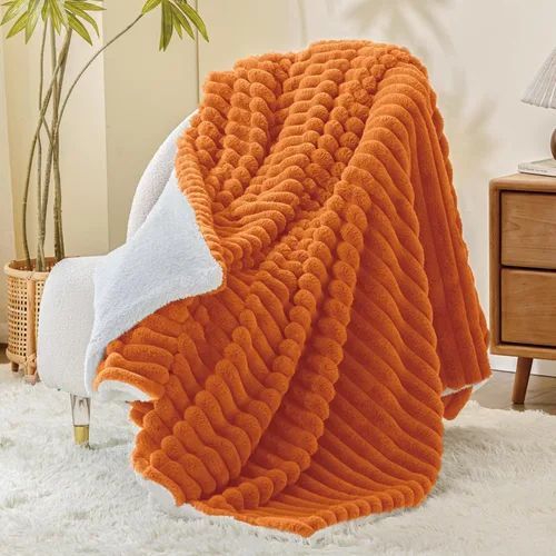 Miniatura 26 de INFIIXSO Manta de forro polar Sherpa tamaño Queen – Forro polar a rayas súper suave y cálido, acogedora manta de cama grande de felpa mullida