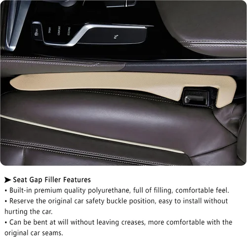 Miniatura 6 de Junecarp Paquete de 2 rellenos de espacio para asiento de automóvil, organizador flexible para evitar que los artículos se caigan, accesorios