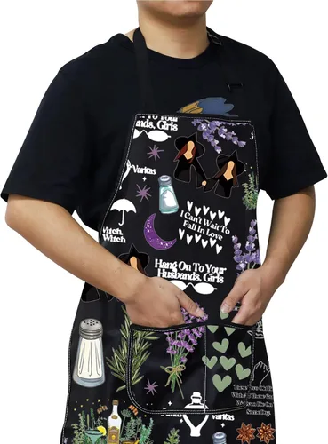 Miniatura 5 de WZMPA Delantal de cocina de boticario para hermanas, regalo de brujas mágicas, sal, romero y lavanda, delantal de amor, margaritas de medianoche