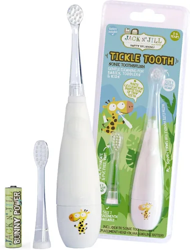 Jack N' Jill Cepillo de dientes eléctrico sónico para niños y cabezal de repuesto, cabezal de cepillo LED con temporizador de luz y recordatorio de