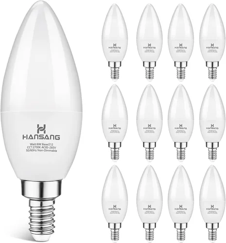 Miniatura 10 de Paquete de 8 bombillas LED E12 de 4000 K luz natural, base pequeña tipo B para candelabro, equivalente a 6 W, 60 W, bombillas para ventilador de Luz