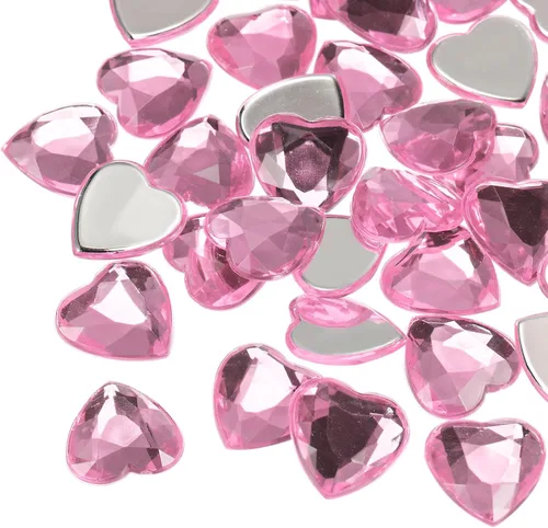 Miniatura 16 de MECCANIXITY 20 piezas de diamantes de imitación acrílicos de corazón de 0.787 pulgadas (0.787 in) con parte trasera plana, gemas de plástico