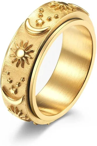 Anillos giratorios giratorios giratorios para ansiedad para hombres y mujeres para motociclista estrella luna anti estrés bohemios para hombres y