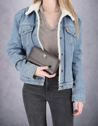 Miniatura 6 de Timberland - Cartera de piel con cremallera de interferencia de radiofrecuencia RFID para mujer con correa para la muñeca