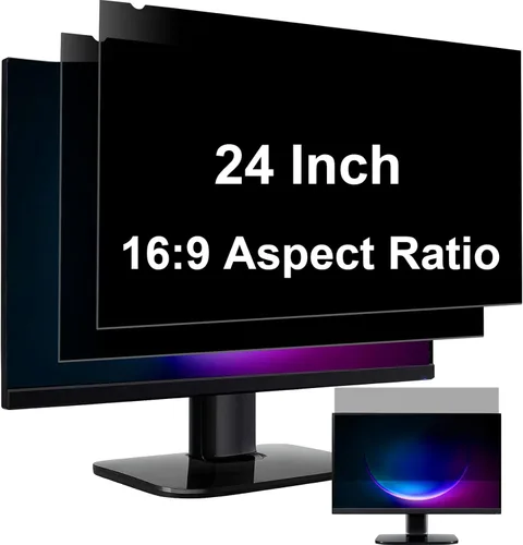 YAKAI Paquete de 2 filtros de pantalla de privacidad para computadora de 24 pulgadas para monitor de pantalla ancha de relación de aspecto 16:9,