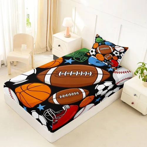Miniatura 40 de Juego de sábanas para niños, bonito juego de ropa de cama con estampado de llama de dibujos animados y alpaca, sábana bajera ajustable para niños