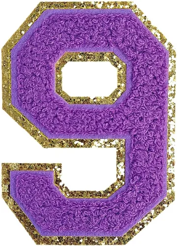 Miniatura 134 de GYGYL - 3 parches de letras deportivas de felpilla con purpurina, parches para planchar de tamaño grande para decoración de disfraces