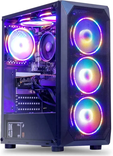 MXZ Computadora de escritorio para juegos, AMD Ryzen 5 5500, RTX 3060, DDR4 de 16 GB, ventiladores 6RGB, lista para Win 11 Pro, computadora de