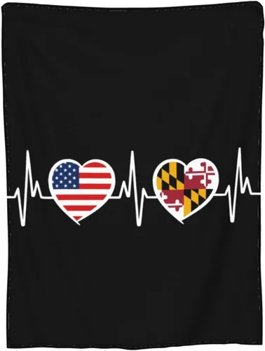 Miniatura 9 de Manta de franela cálida y ultrasuave con la bandera de Estados Unidos y Maryland, manta negra para todas las estaciones, decoración del hogar